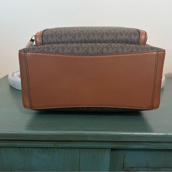 Michael Kors Jaycee Medium Backpack Brown‎ Signature MK Logo Leather Trim - Picture 8 of 9